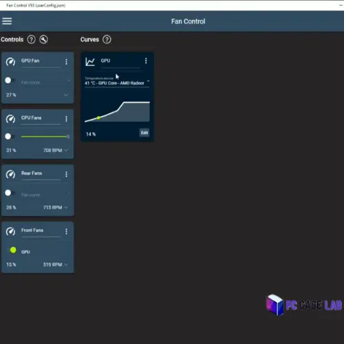A Screenshot of Fan Control Application for Fan Curve Settings